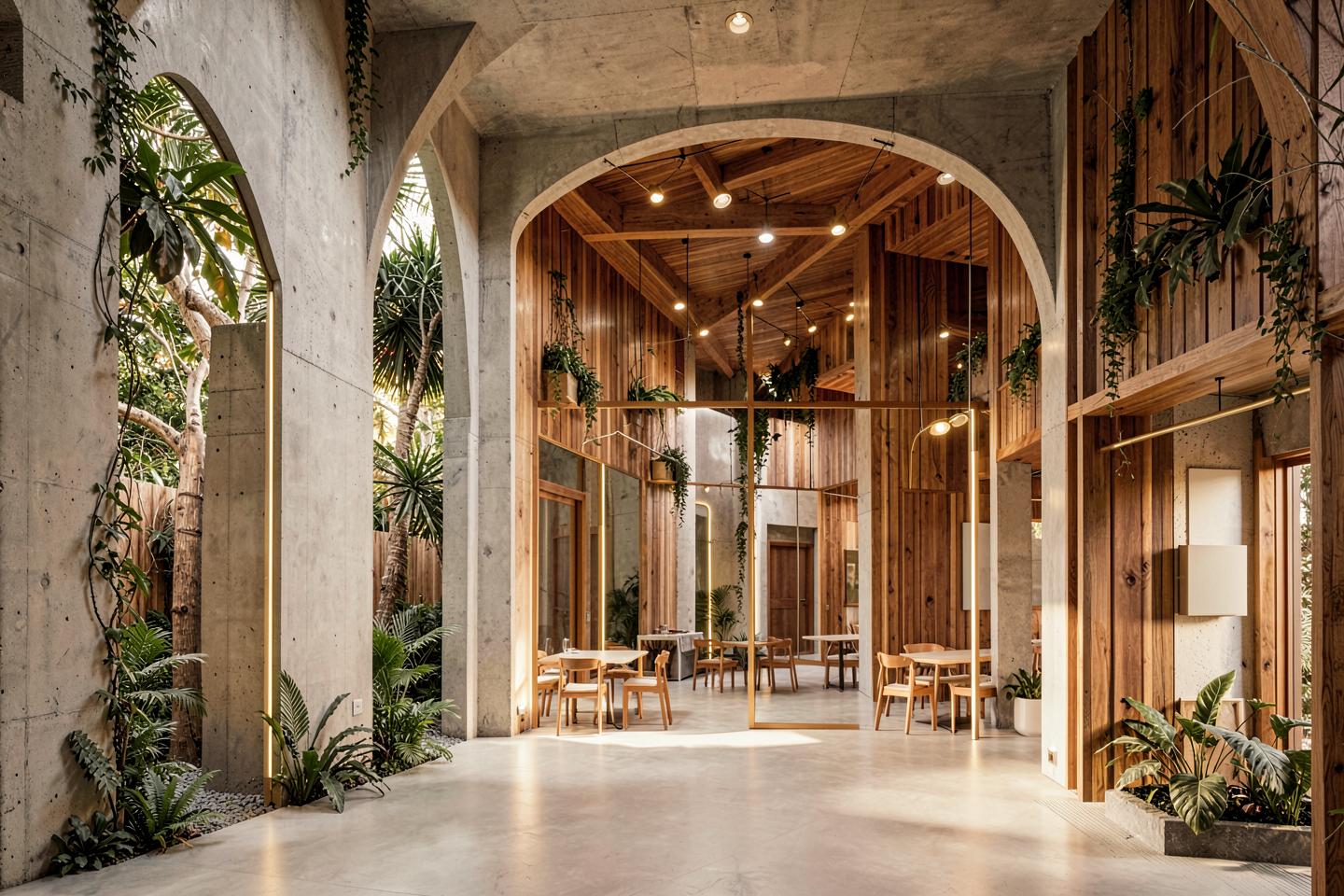 Concept image of a tropical modernist multiuse venue